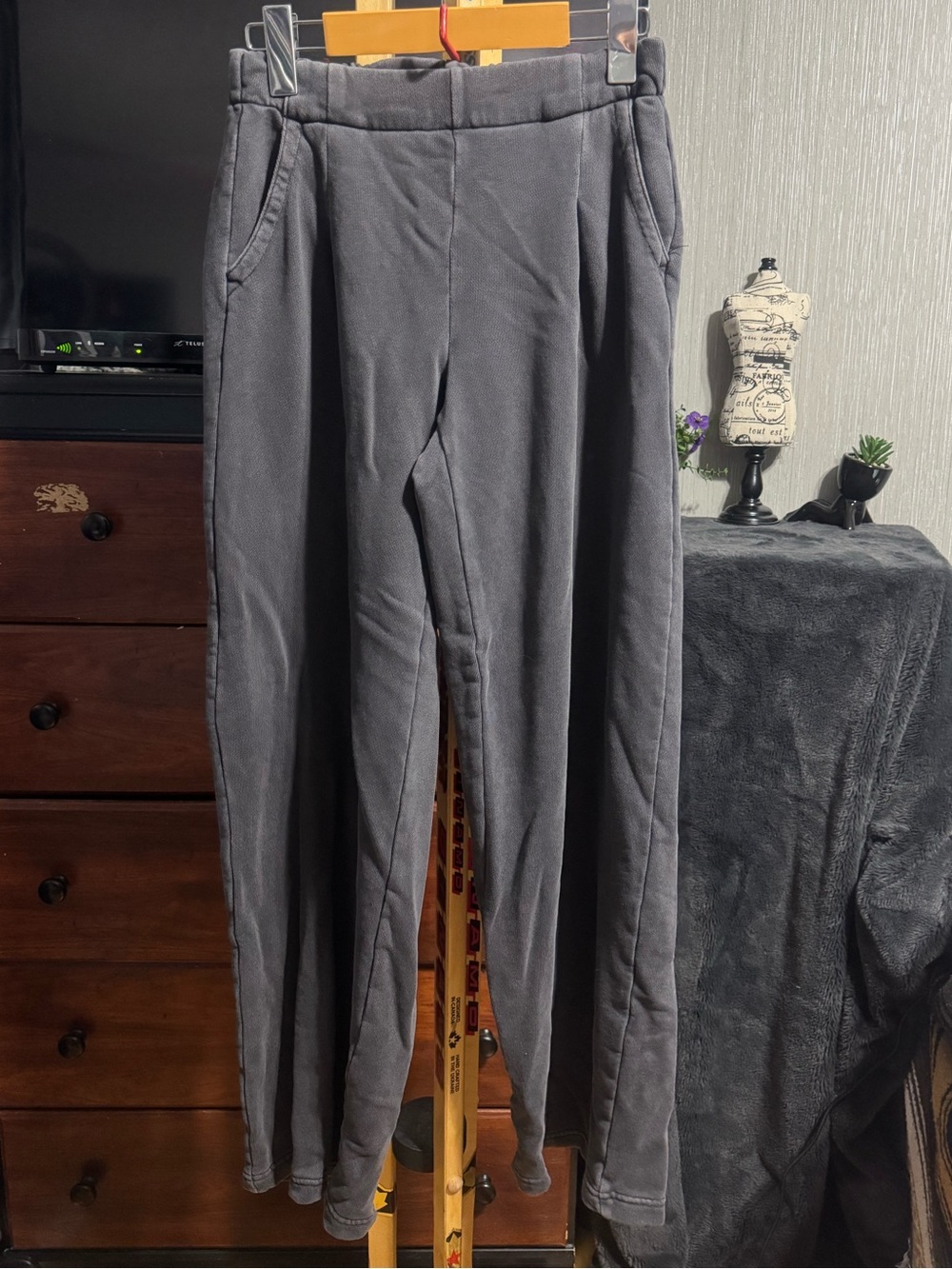 aerie Charcoal Gray Pull-On Straight-Leg Pants